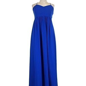 Belle Badgley Mischka maxi dress 12 blue fairy prom wedding sheer light